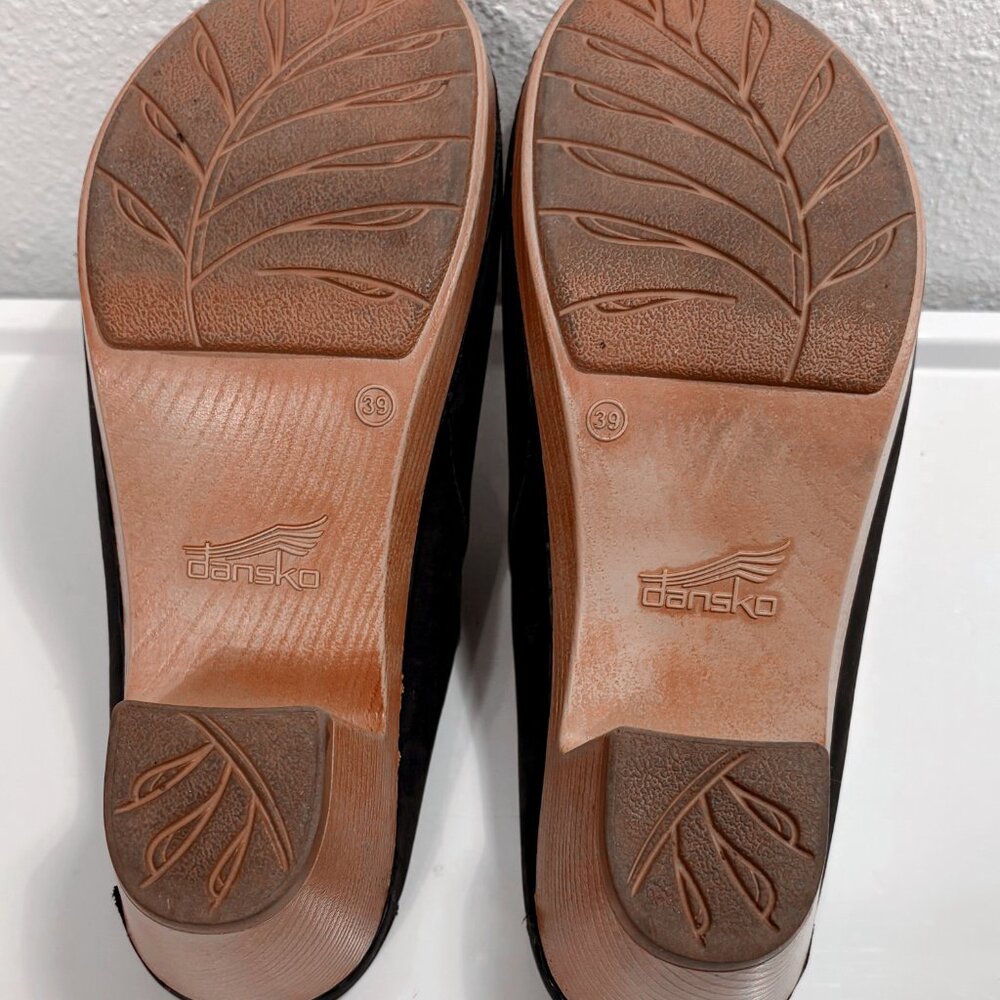 Dansko Black Nubuck Leather Clogs with Natural Platform heel - Picture 5 of 5